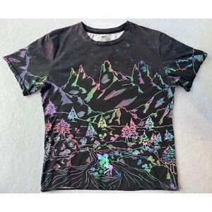 Shroom Beach Mountain‎ Print T Shirt XL Mushrooms Psychadelic Hippie Trippy